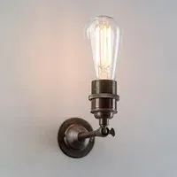 Industrial Wall Light with Clamp - Antique Brass