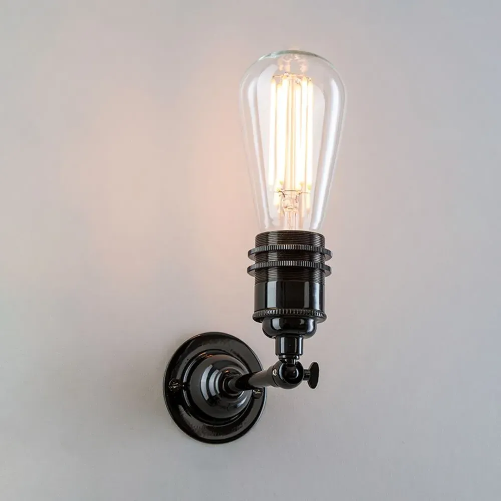 Industrial Wall Light with Clamp - Antique Silver