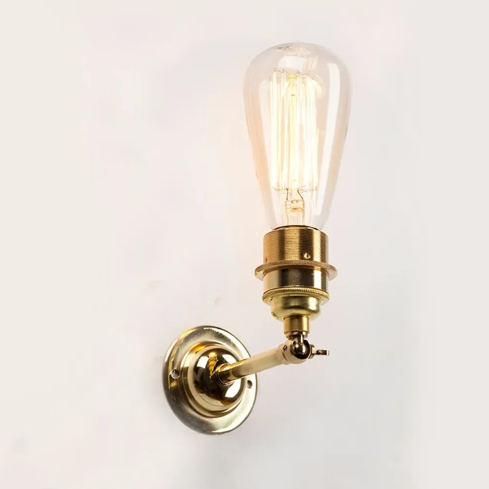 Industrial Wall Light with Clamp - Polished Brass