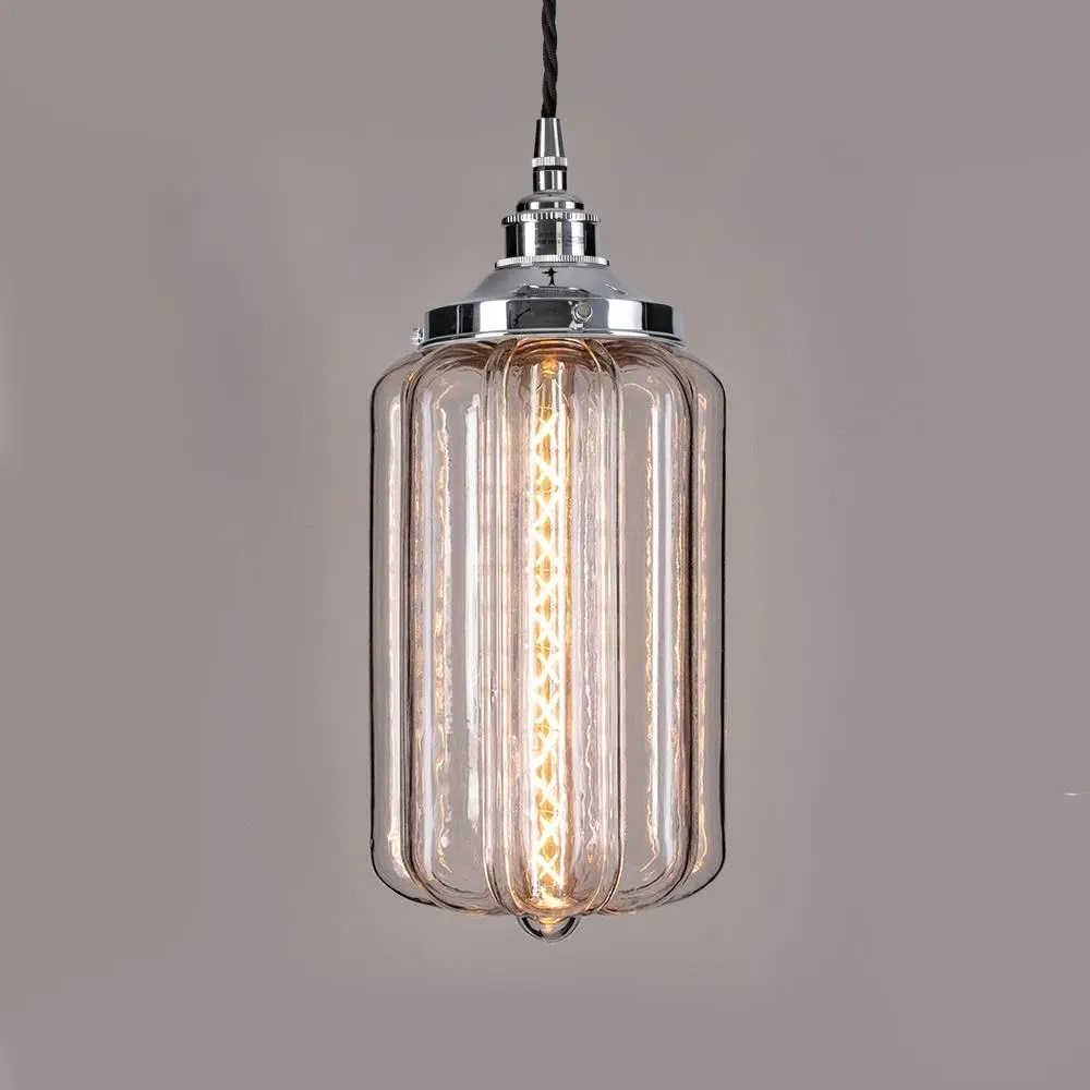 IP44 Pendant Light with Glass Shade - Black