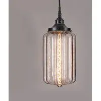 IP44 Pendant Light with Glass Shade - Black