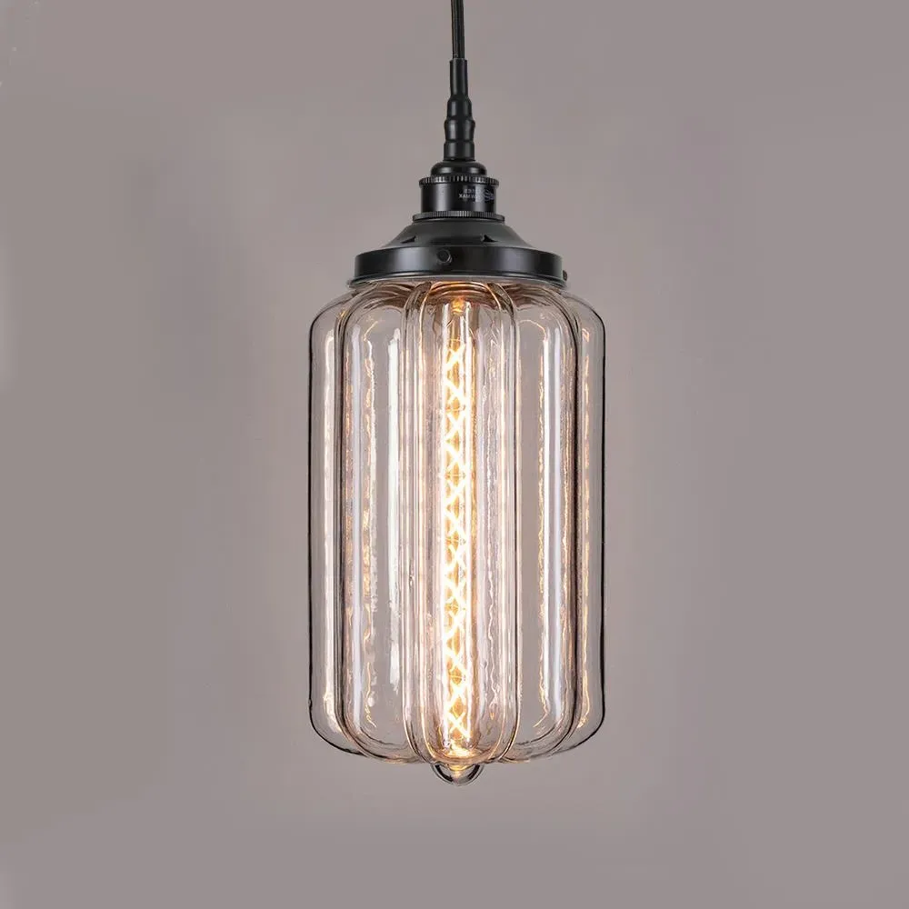IP44 Pendant Light with Glass Shade - Black image