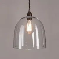Large Bell Pendant Light - Antique Brass, Glass