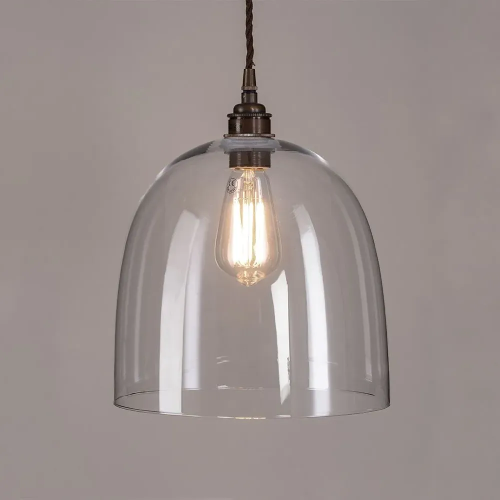 Large Bell Pendant Light - Antique Brass, Glass