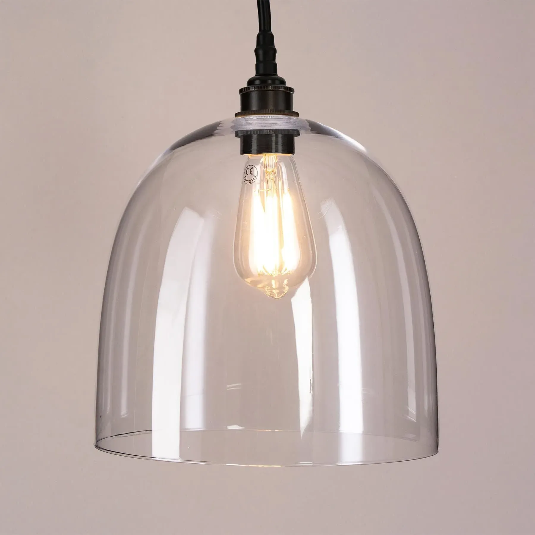 Large Bell Pendant Light - Black, Blown Glass