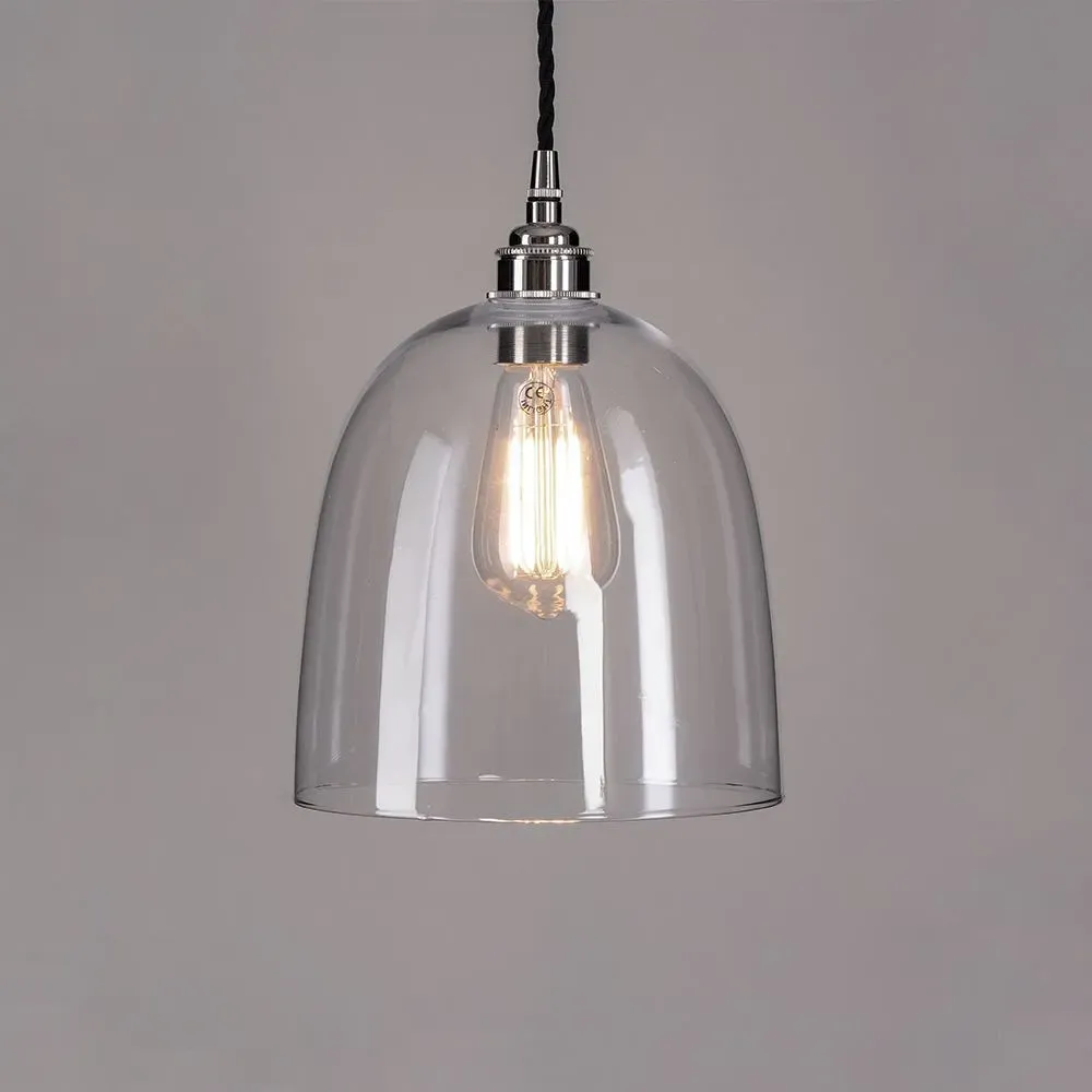 Large Bell Pendant Light - Nickel, Glass