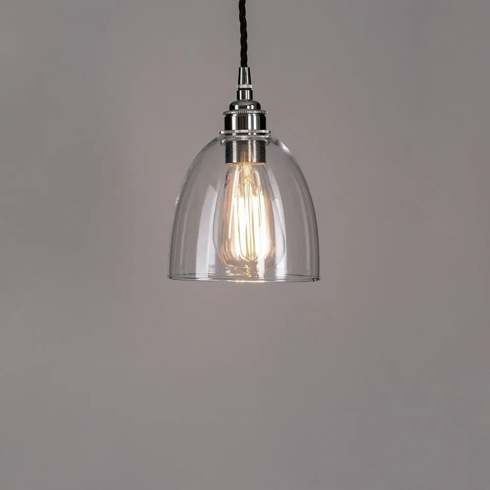Large Bell Pendant Light - Nickel, Glass