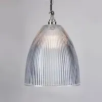 Large Elongated Pendant Light - Nickel, Glass