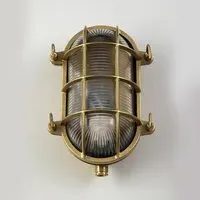 Large Oval Bulkhead Light - Brass, Metal