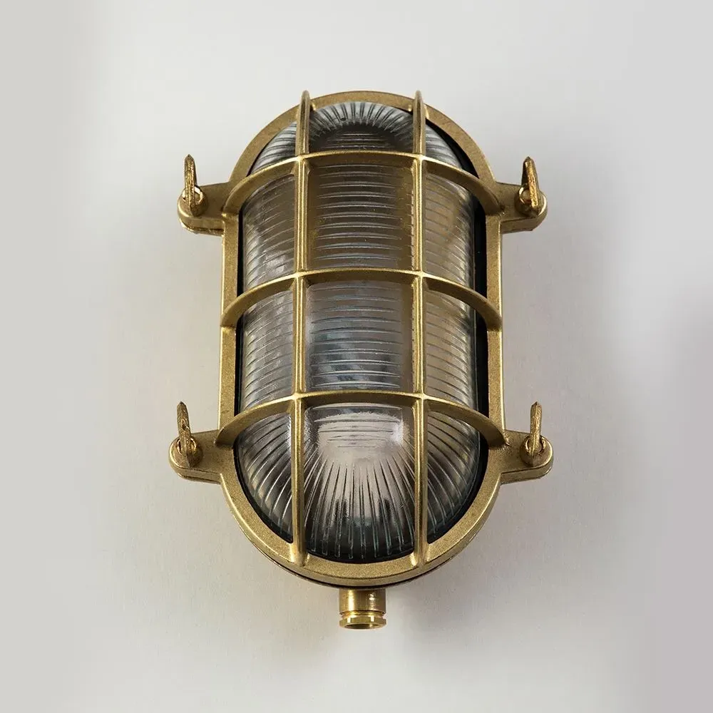 Large Oval Bulkhead Light - Brass, Metal