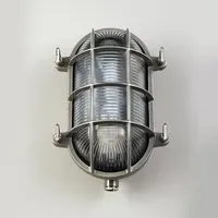Large Oval Bulkhead Wall Light - Nickel, Brass