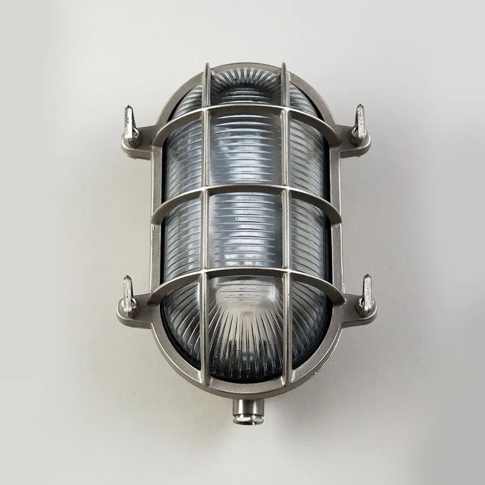 Large Oval Bulkhead Wall Light - Nickel, Brass