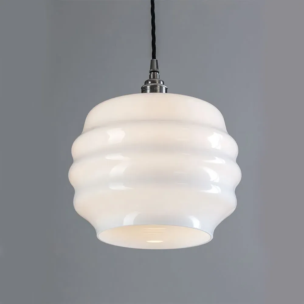 Large Pendant Light - Antique Brass, Opal Glass