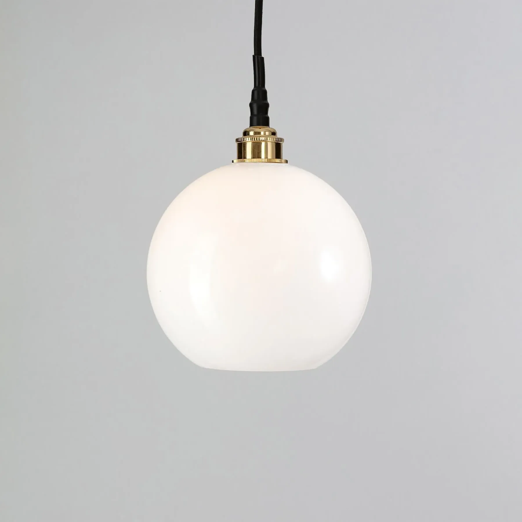 Large Pendant Light IP44 - Black, Opal Glass