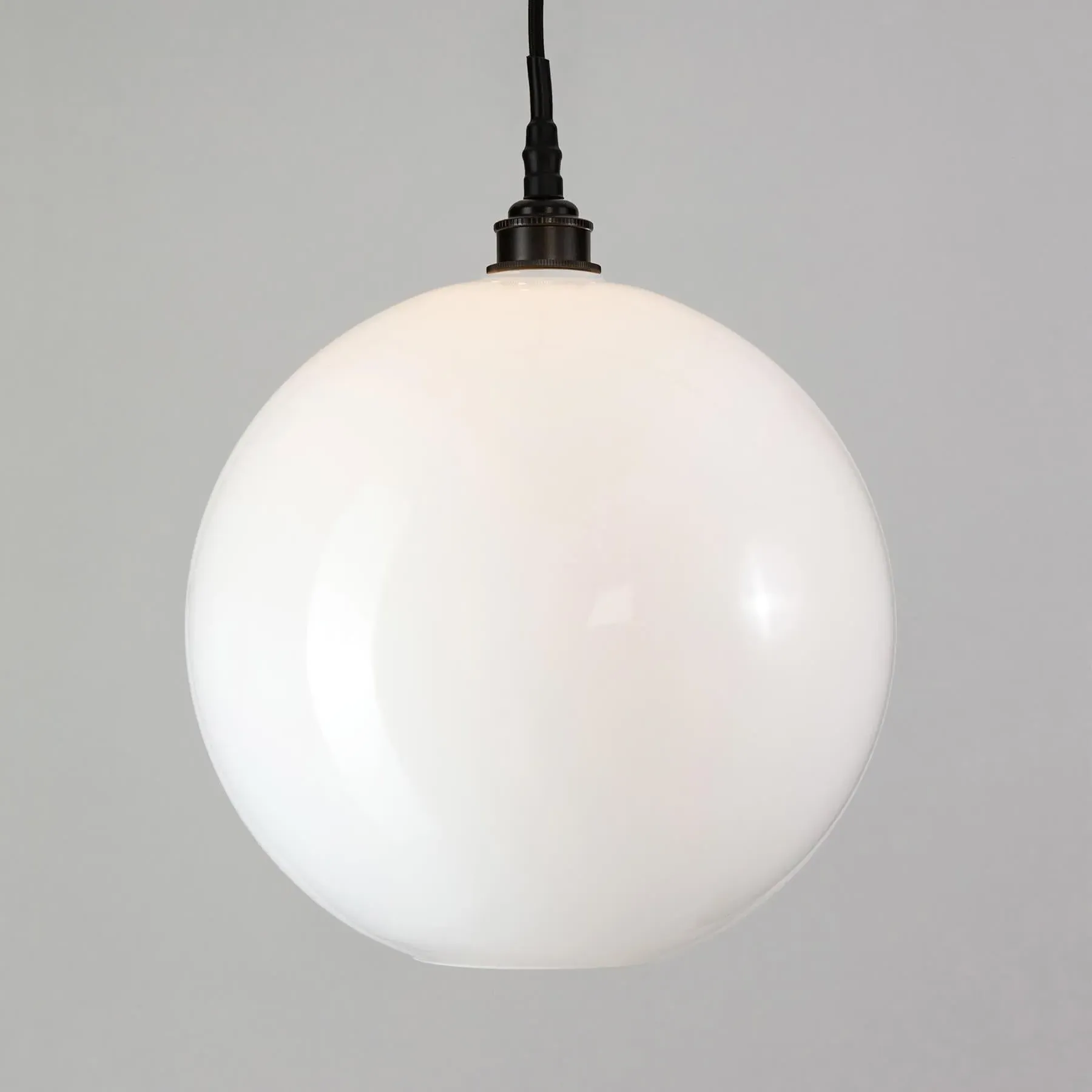 Large Pendant Light IP44 - Chrome, Opal Glass