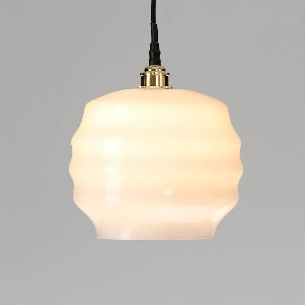 Large Pendant Light with Opal Glass - Black