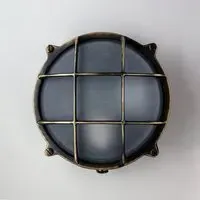 Large Round Bulkhead Light - Antique Brass