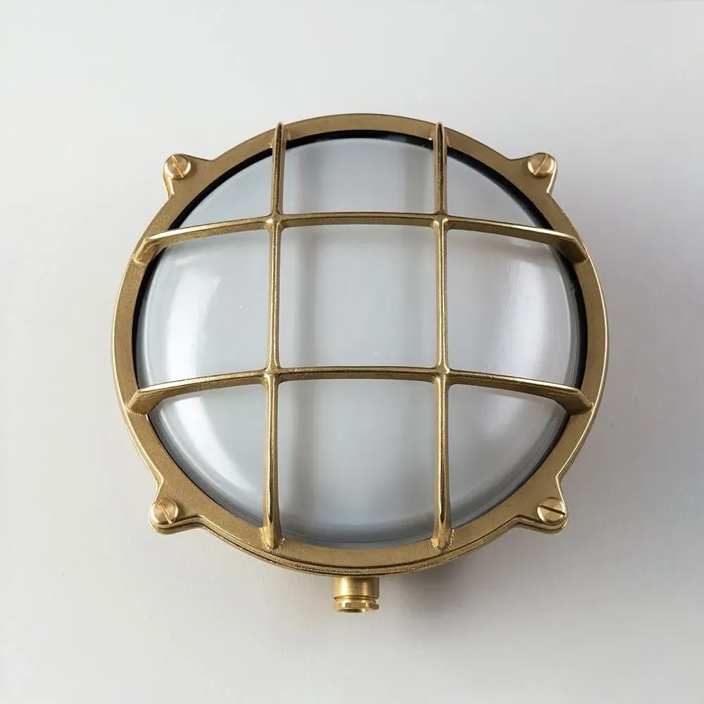 Large Round Bulkhead Light - Nickel, Brass