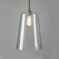 Large Tapered Pendant Light - Nickel, Glass