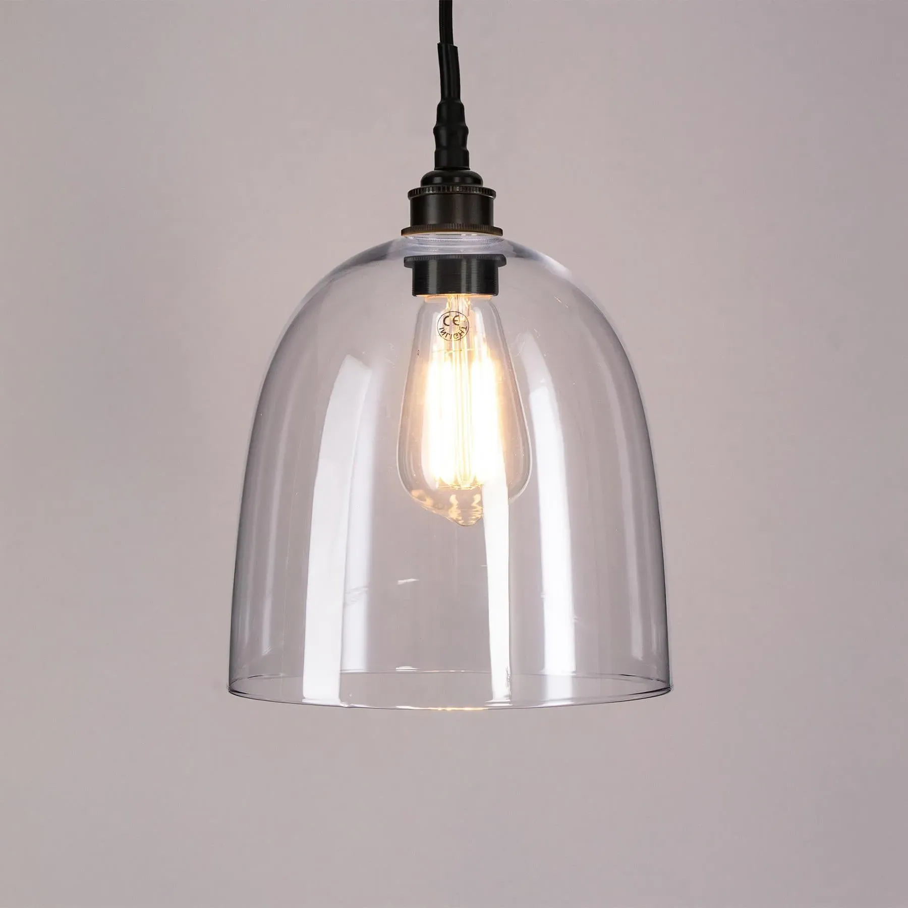 Medium Bell Pendant Light - Black, Blown Glass