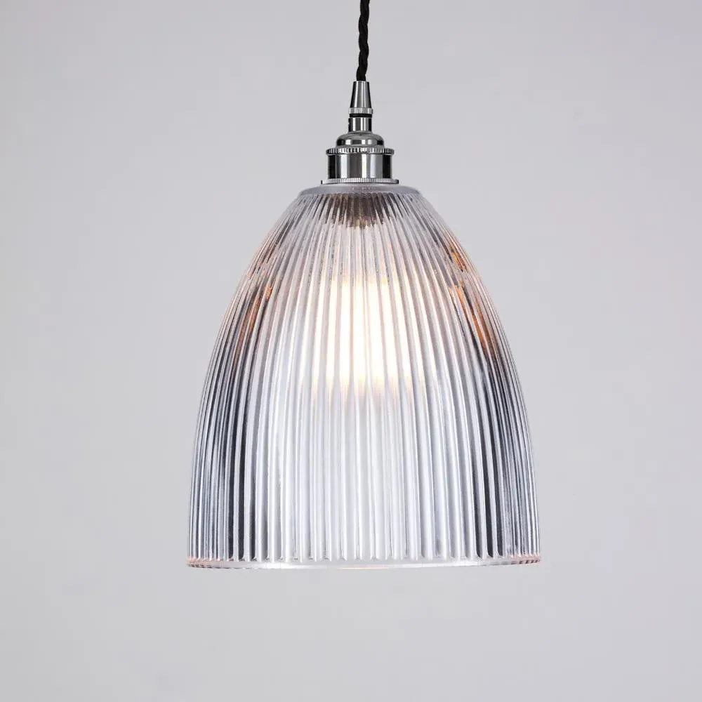 Medium Elongated Pendant Light - Chrome, Glass