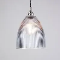 Medium Elongated Pendant Light - Nickel, Glass