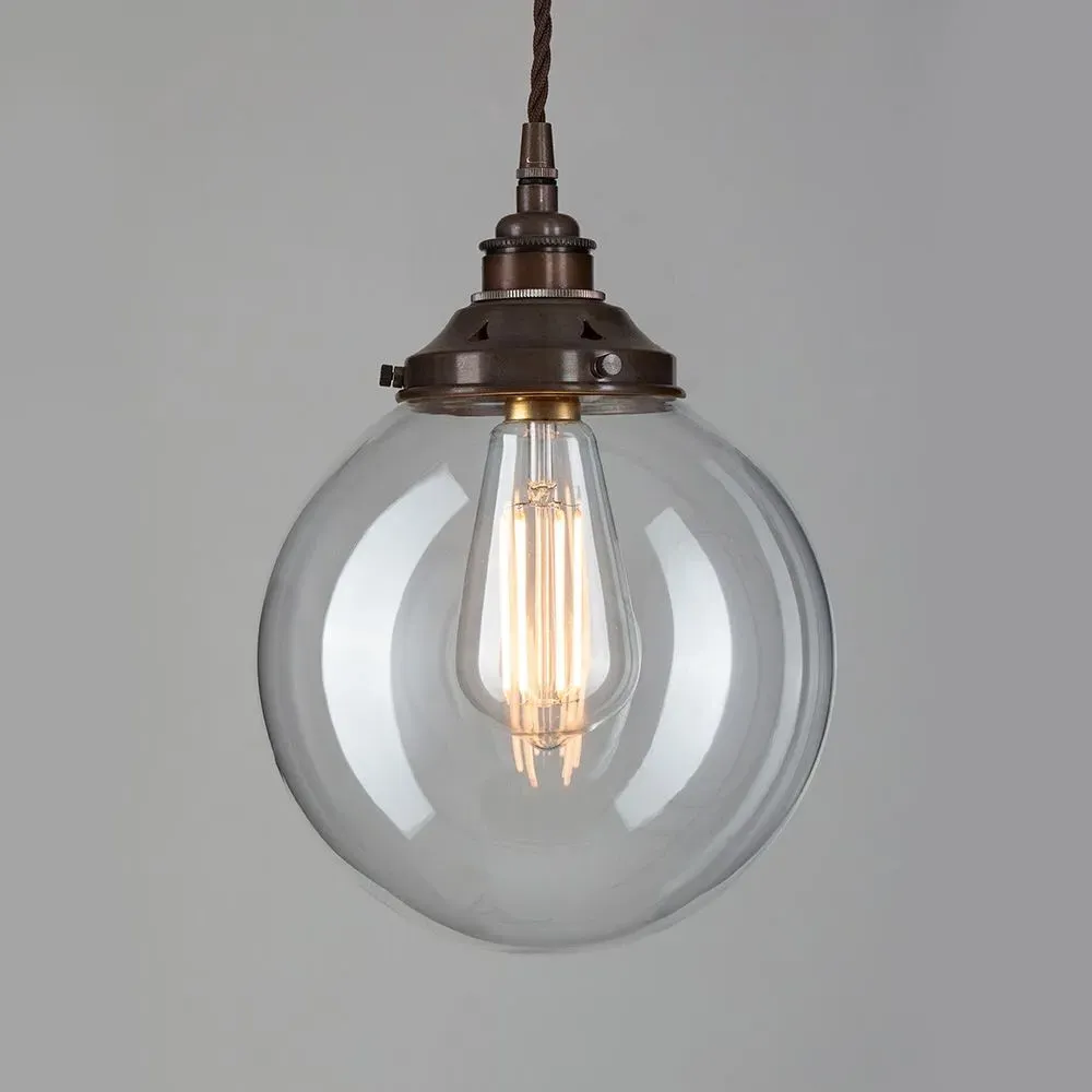 Medium Globe Pendant Light - Clear, Blown Glass