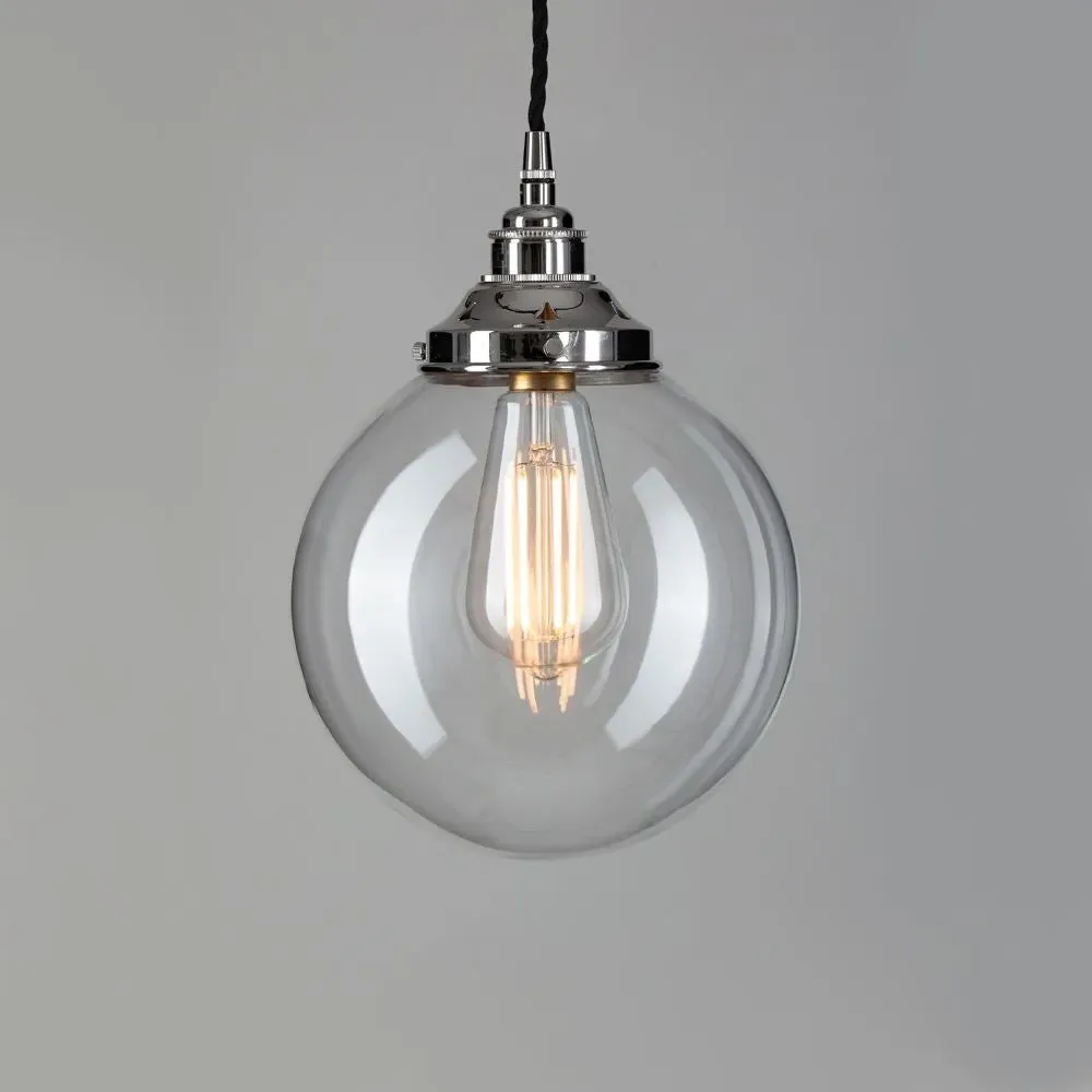 Medium Globe Pendant Light - Clear, Blown Glass