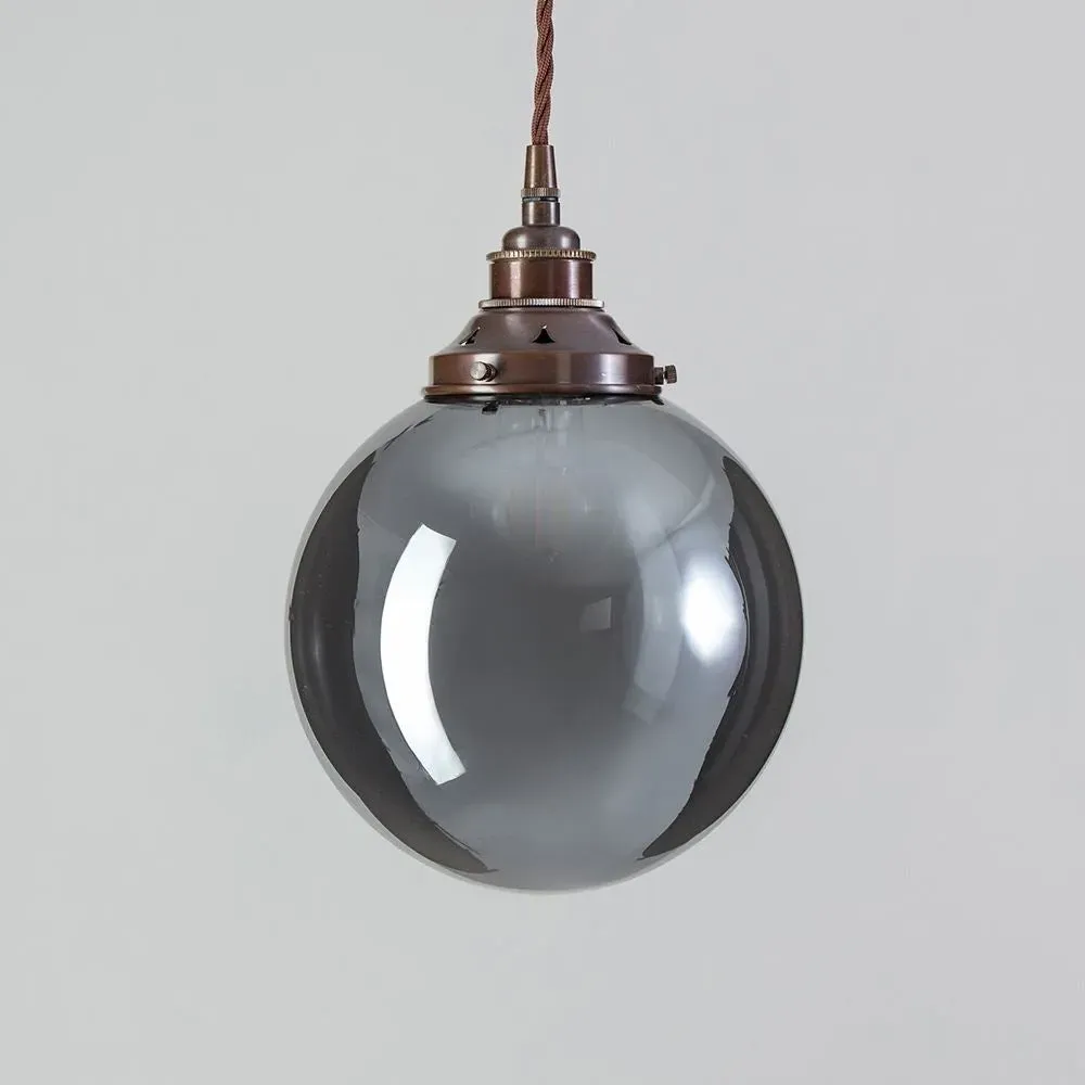 Medium Globe Pendant Light - Smoked, Blown Glass