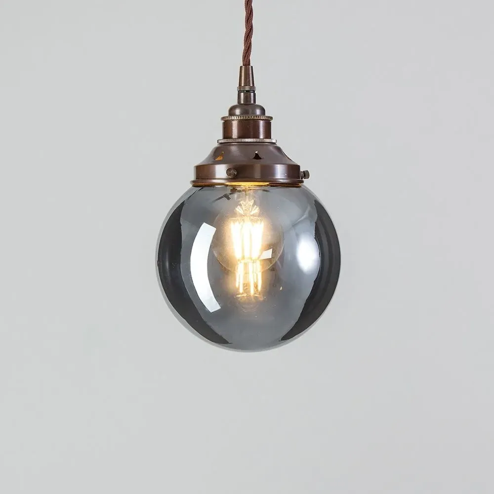 Medium Globe Pendant Light - Smoked, Blown Glass