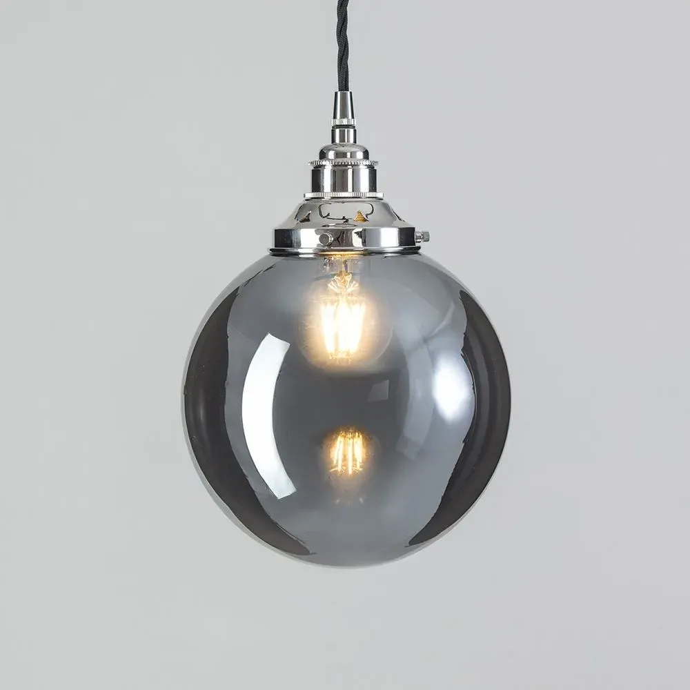 Medium Globe Pendant Light - Smoked, Blown Glass