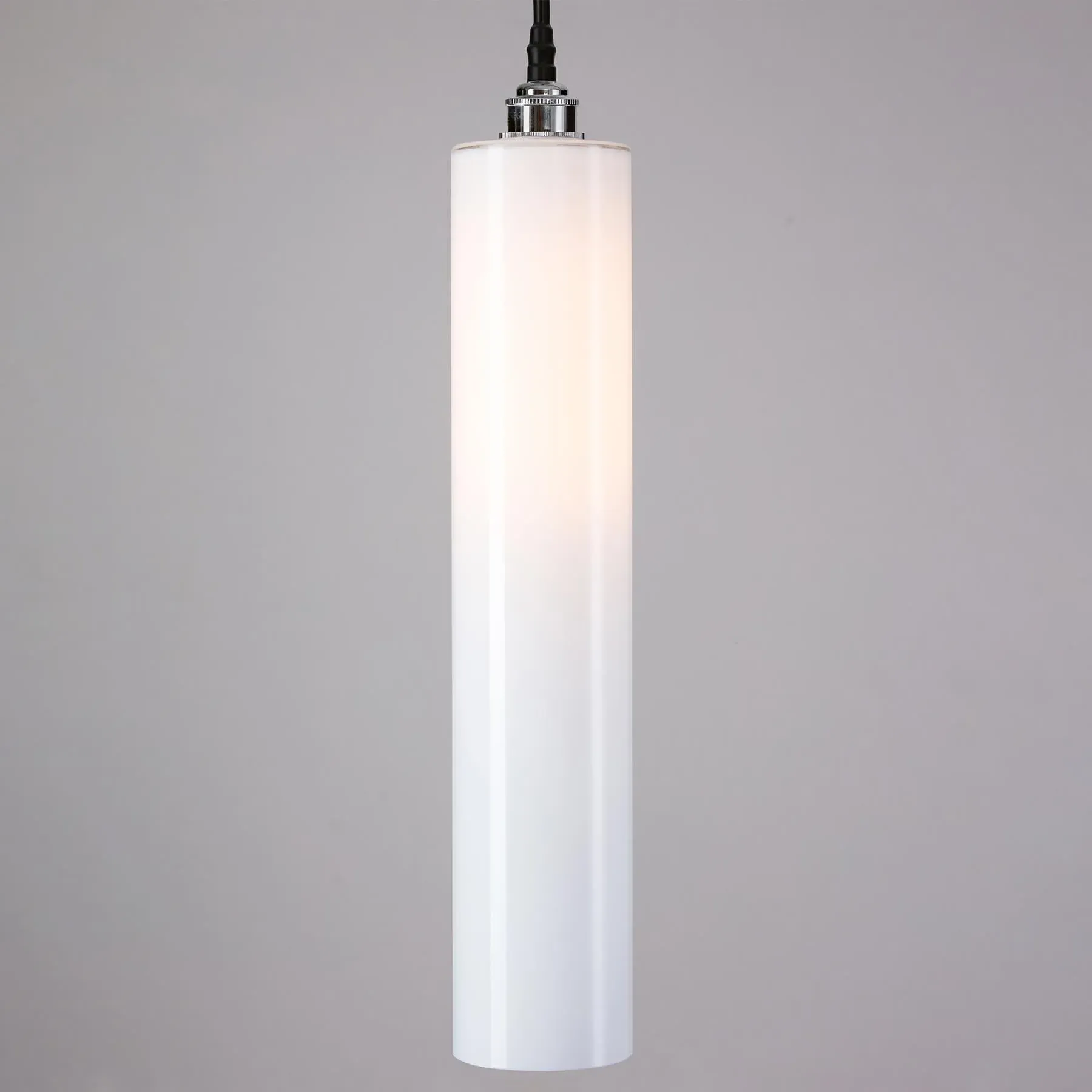 Medium Pendant Light IP44 Rated - Black, Opal Glass