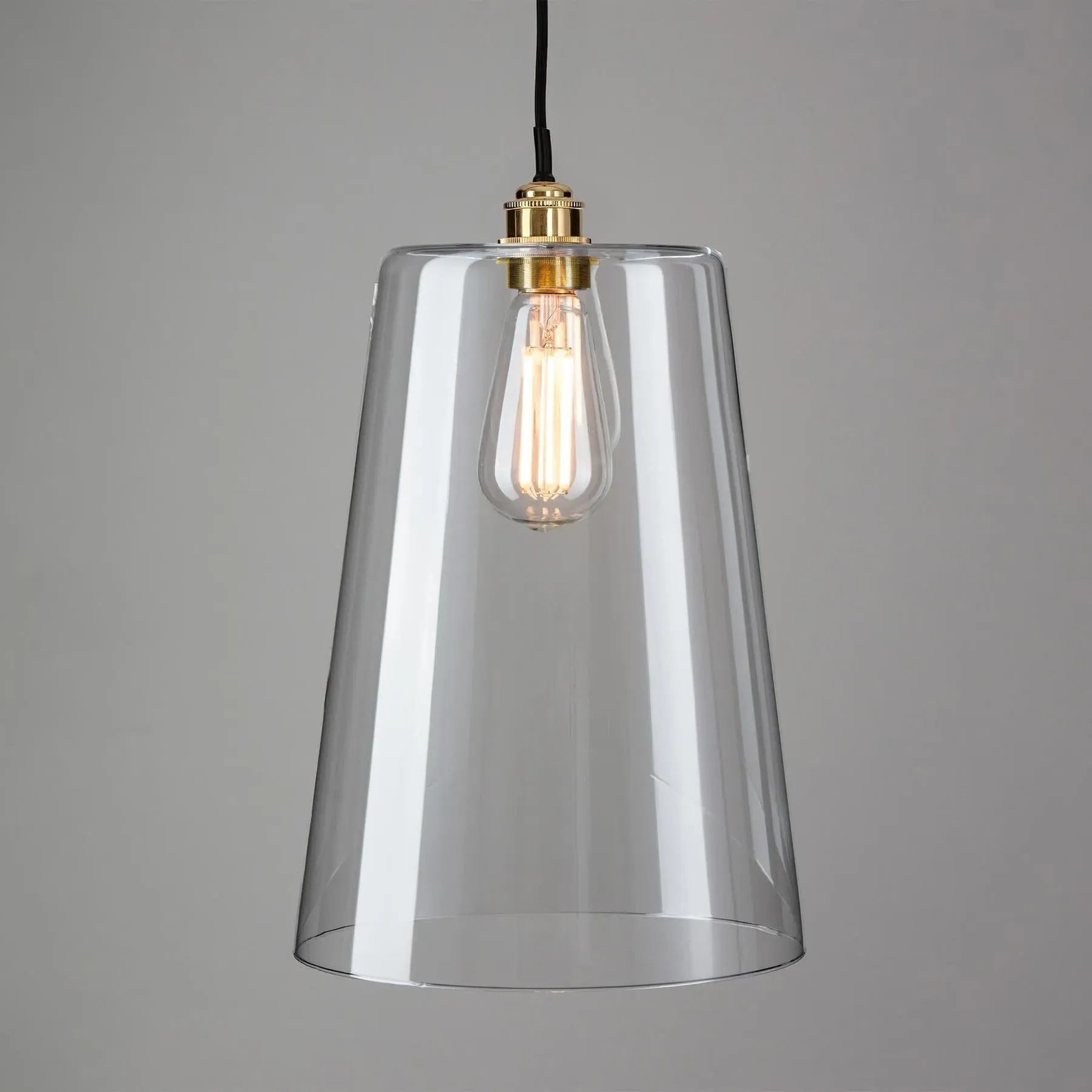Medium Tapered Pendant Light - Black, Glass