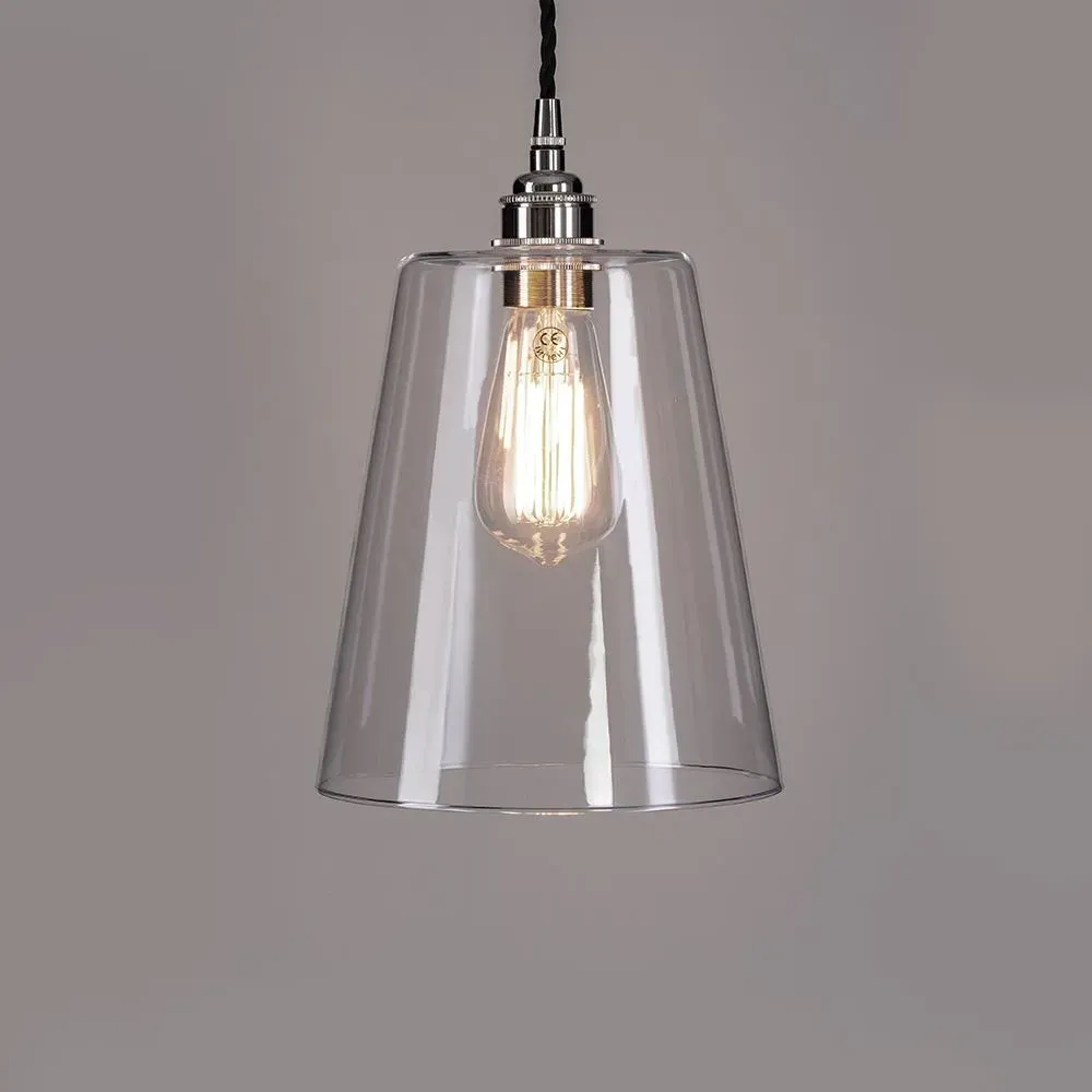 Medium Tapered Pendant Light - Brass, Glass