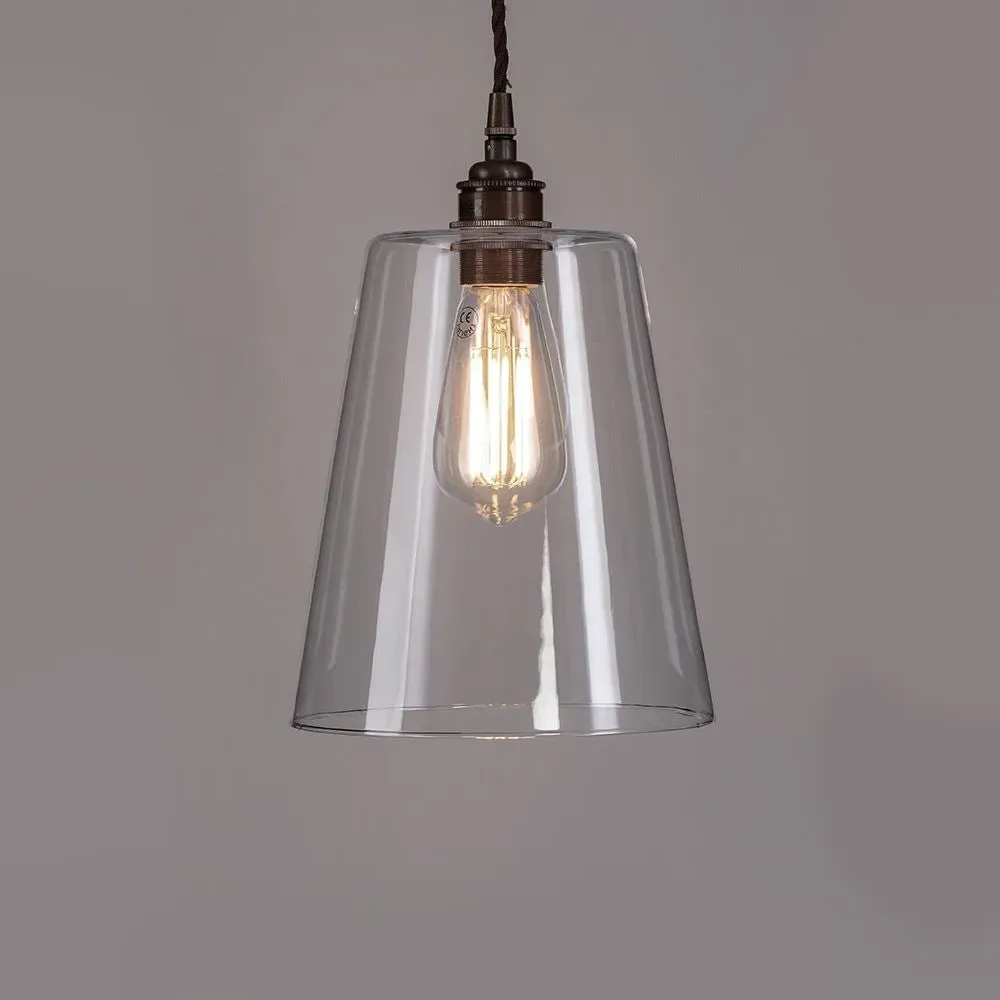Medium Tapered Pendant Light - Brass, Glass