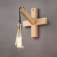 Oak Bulb Wall Light B22 - Antique Brass