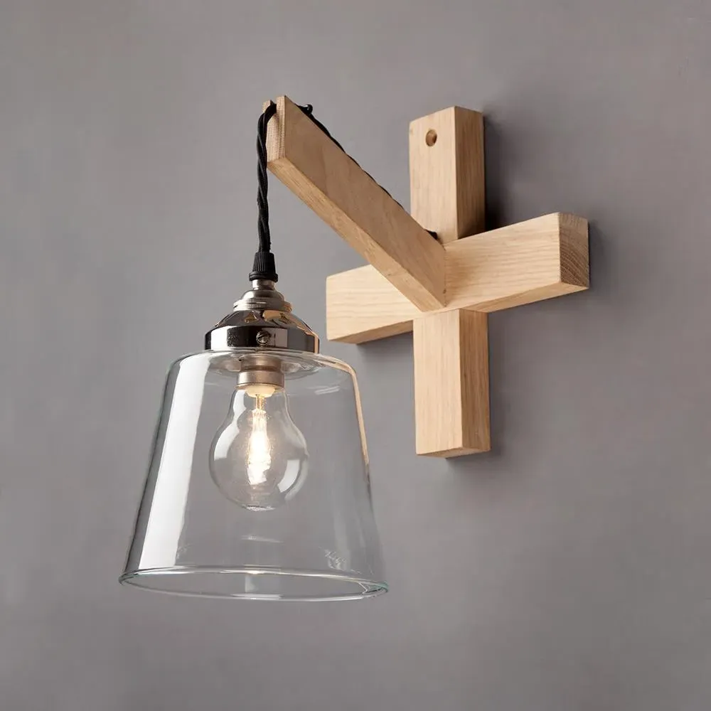 Old School Electric Wooden Wall Bracket - Oak image