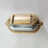 Oval Bulkhead Light with Eyelid - Brass