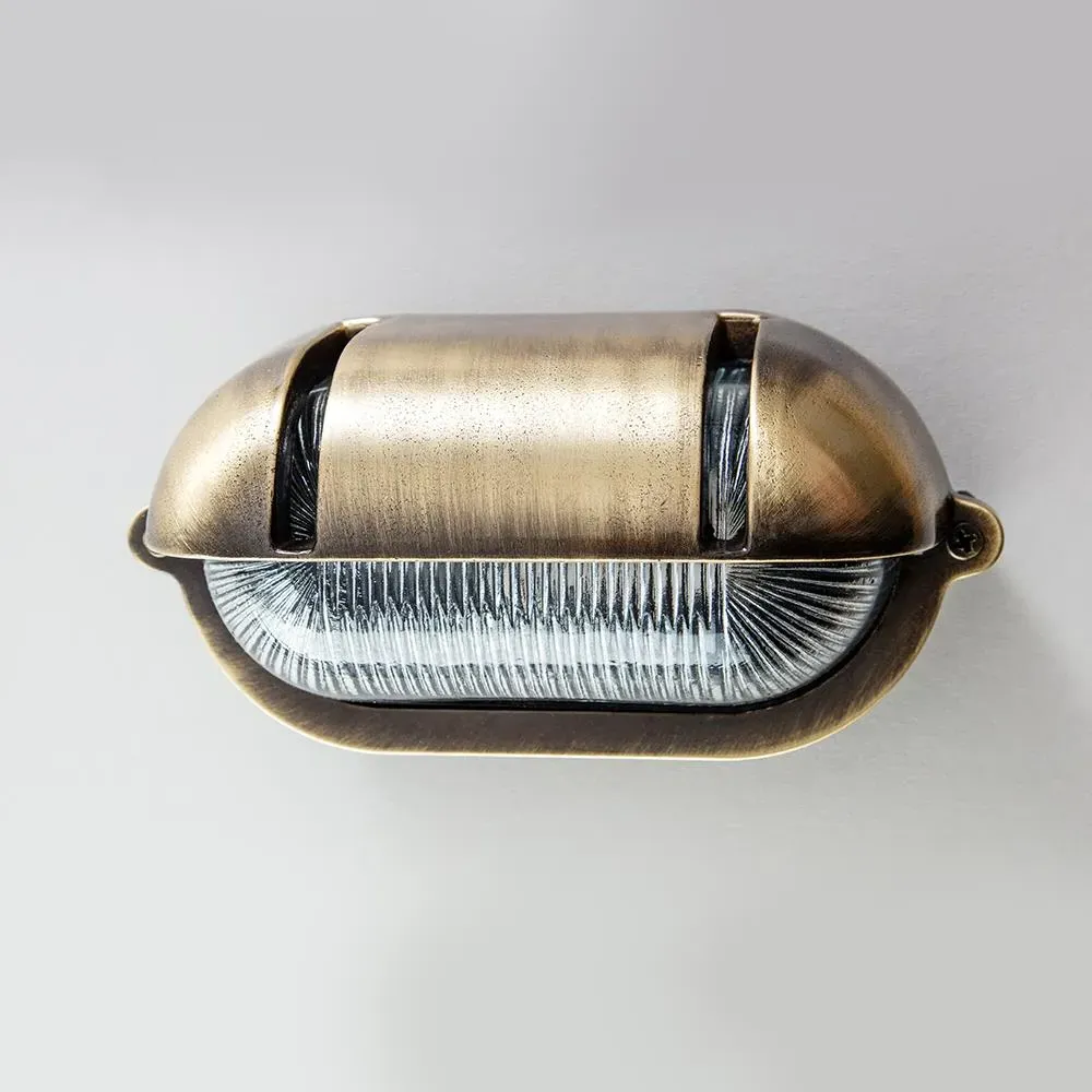 Oval Bulkhead Light with Eyelid - Chrome, Brass