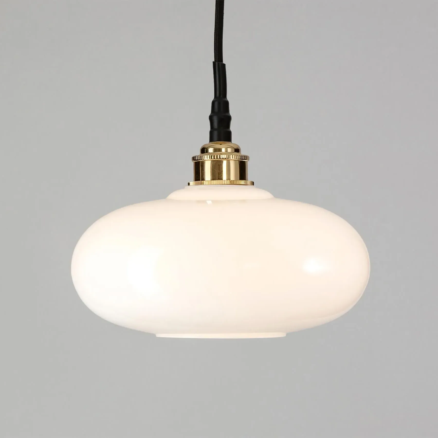 Pendant Light with IP44 Rating - Brass, Opal Glass