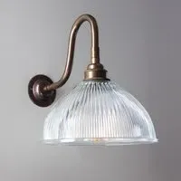 Prismatic Dome Wall Light Swan Arm - Antique Brass