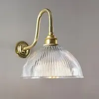 Prismatic Dome Wall Light Swan Arm - Polished Brass