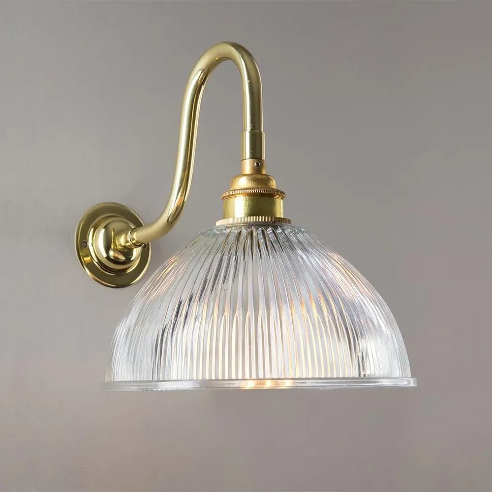 Prismatic Dome Wall Light Swan Arm - Polished Brass