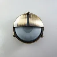 Round Bulkhead Light with Eyelid - Antique Brass