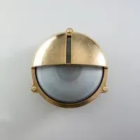 Round Bulkhead Light with Eyelid - Brass