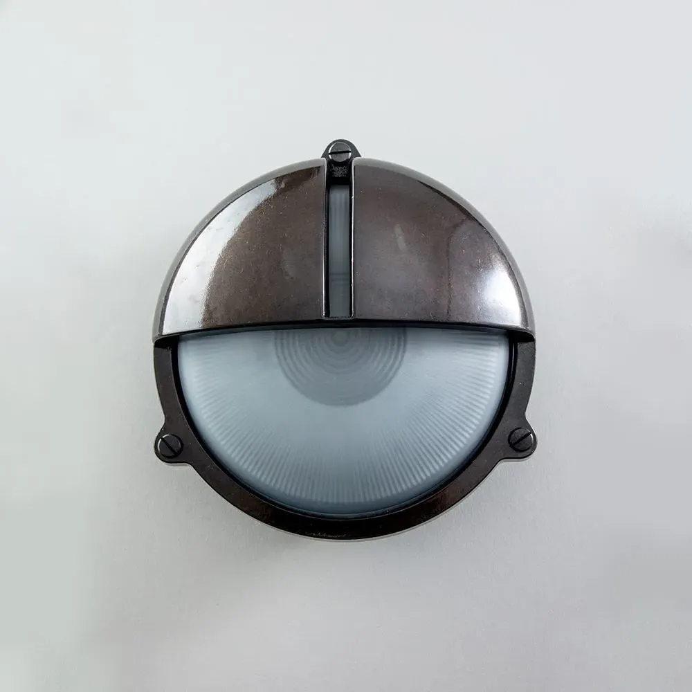 Round Bulkhead Light with Eyelid - Chrome, Brass