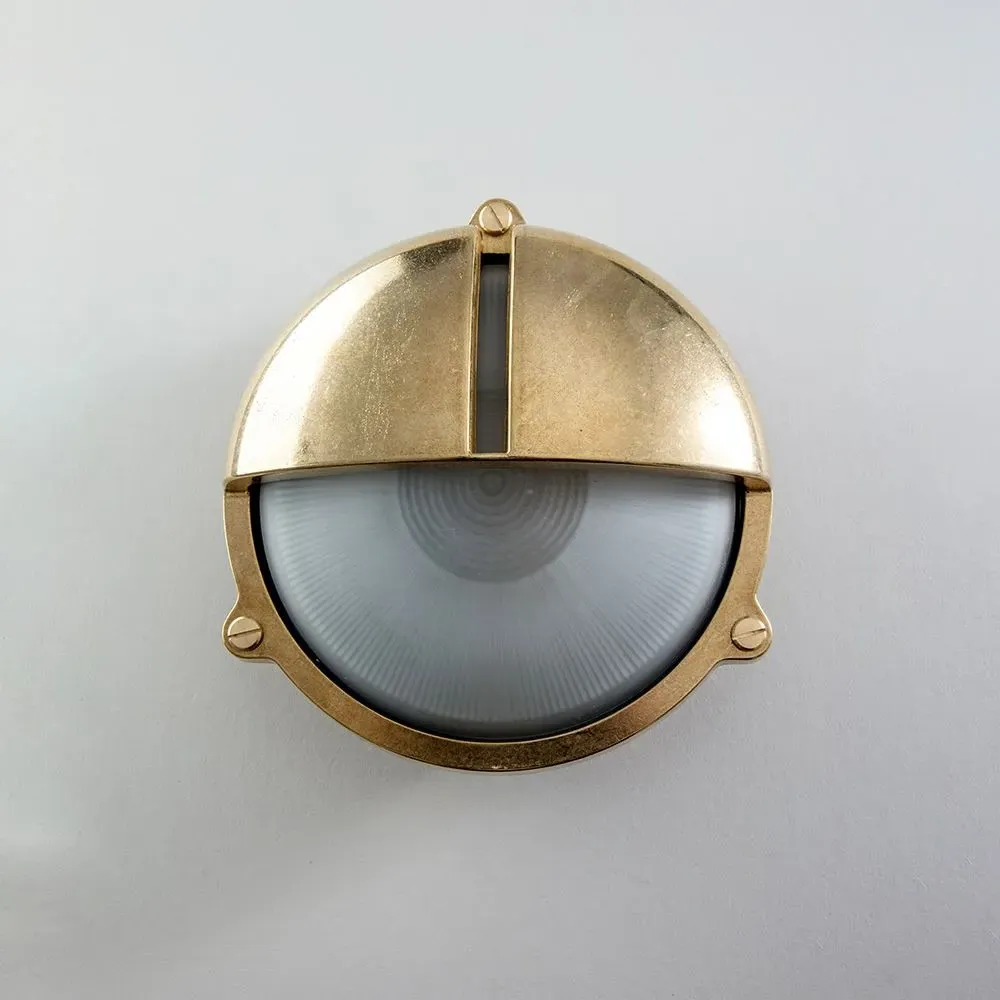 Round Bulkhead Light with Eyelid - Chrome, Brass
