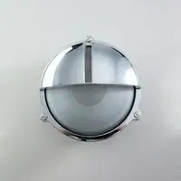 Round Bulkhead Light with Eyelid - Chrome, Brass