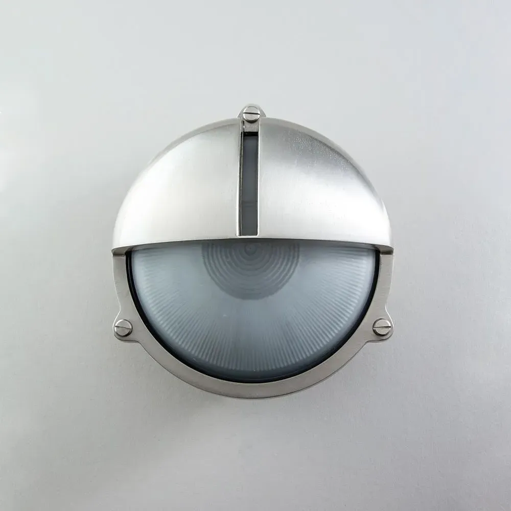 Round Bulkhead Light with Eyelid - Nickel, Brass
