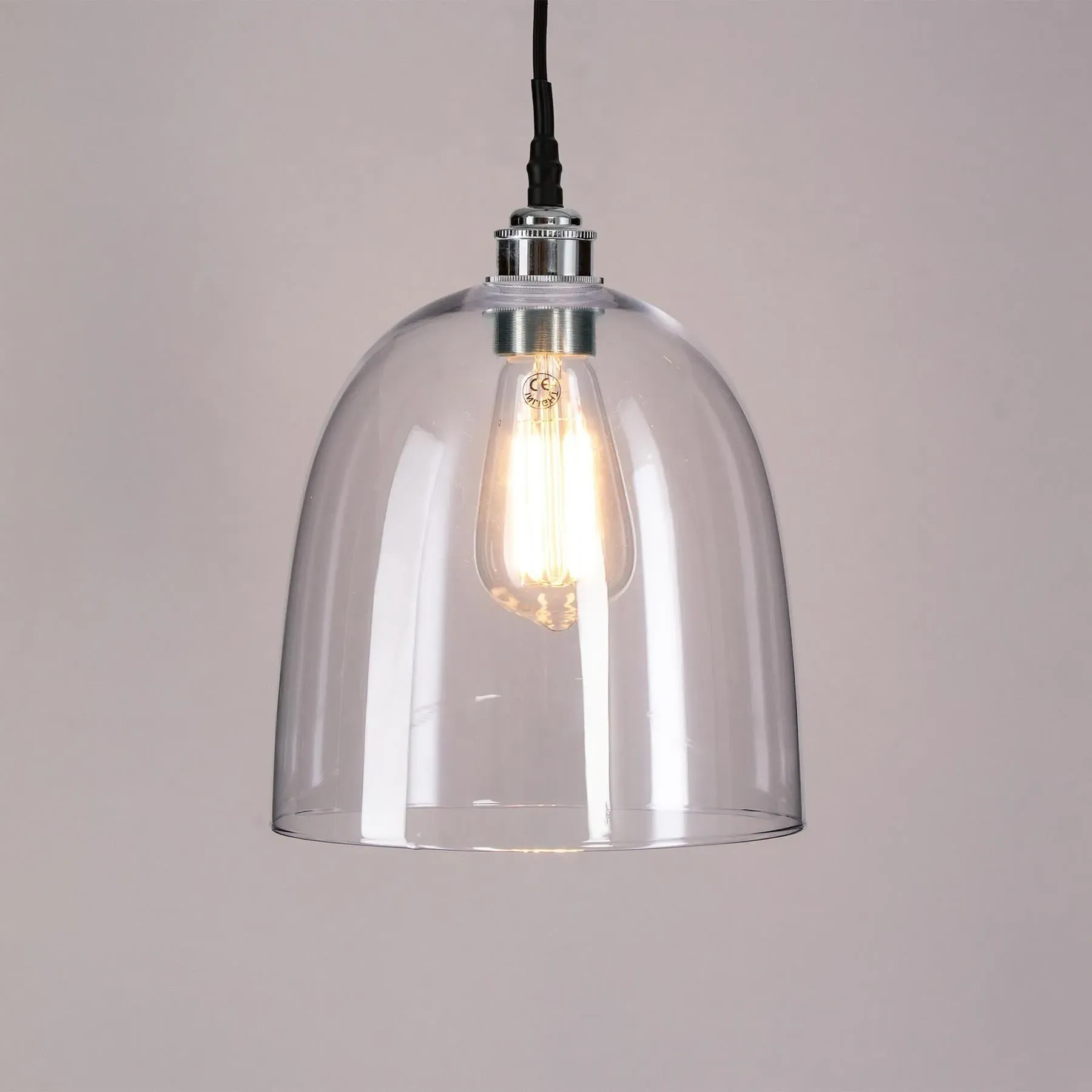 Small Bell Pendant Light - Black, Blown Glass
